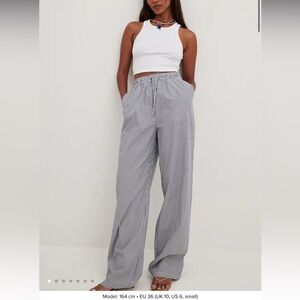 NA-KD Striped Cotton Drawstring Pants size 32/0